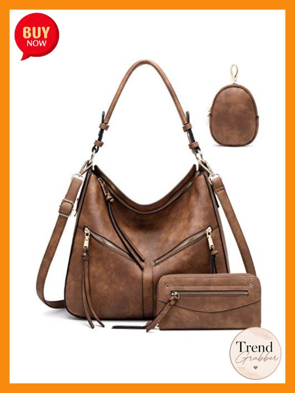 Faux Leather Hobo Bag Adjustable Crossbody Shoulder Handbag Vegan